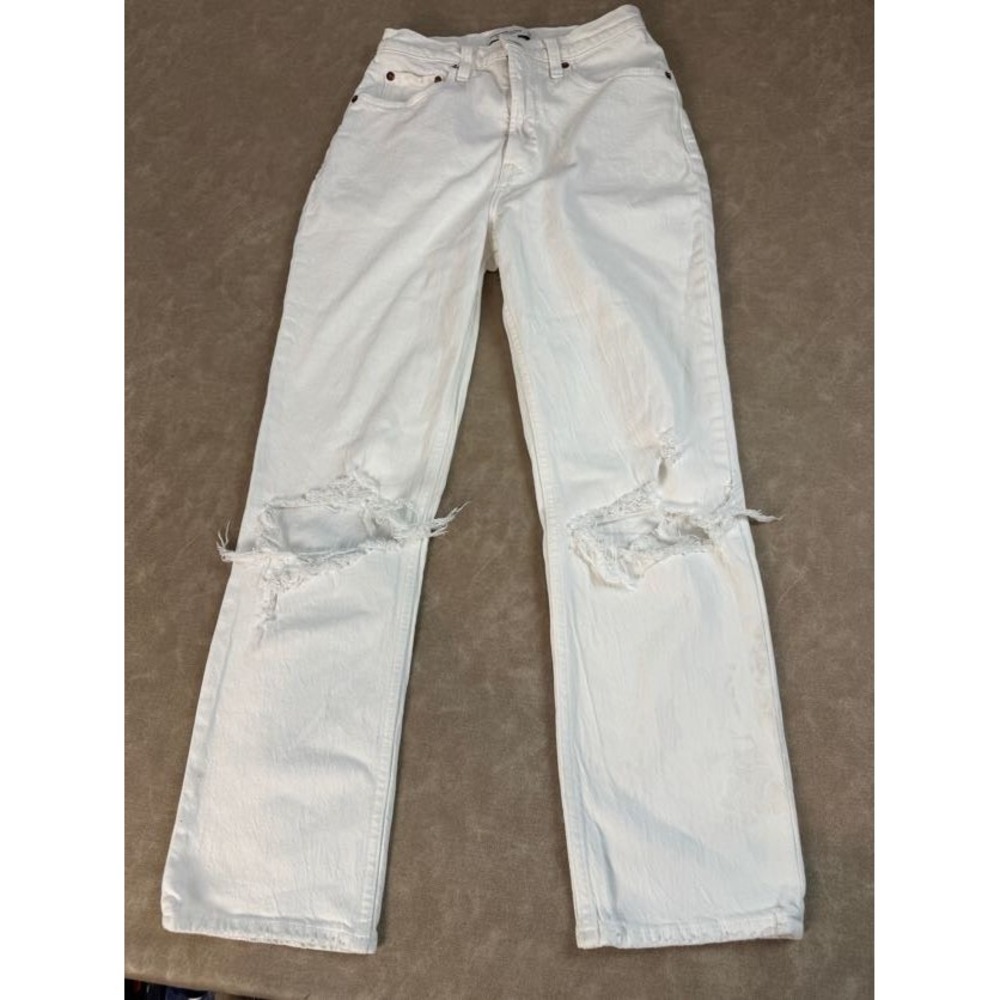 Abercrombie & Fitch Womens The Ankle Straight Ultra High Rise White Jeans 26/2 R